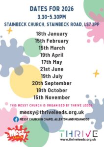 Dates for 2026 3.30-5.30pm Stainbeck Church